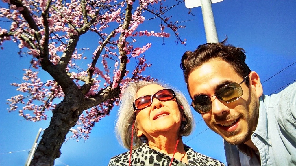 Mom and Armand enjoying the cherry blossoms